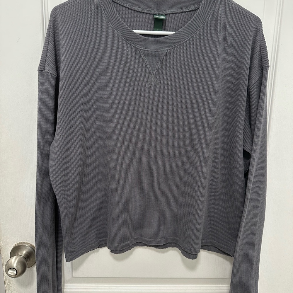 Gray Waffle Knit Top